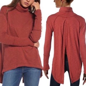 Free People Rust Orange Split Back Turtleneck Size XS
